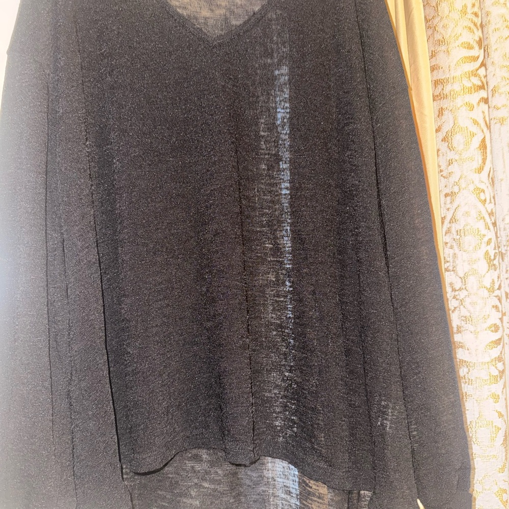 SHEIN Black Sheer V-Neck Blouse